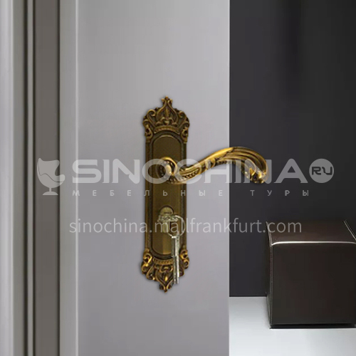 B Aluminum alloy high-grade yellow bronze door lock wooden door wood plastic door lock set 10